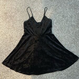 Forever 21 Black Velvet Skater Mini Dress